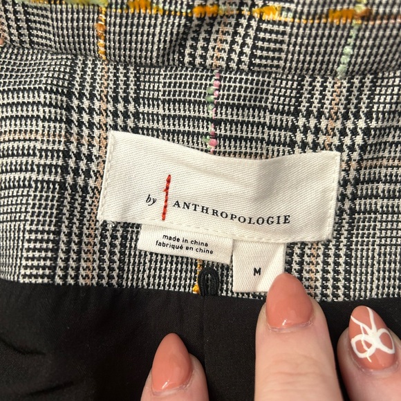 By Anthropologie Glen Plaid Tweed Blazer with Gold Buttons MISSING HOODIE Med - Picture 5 of 11